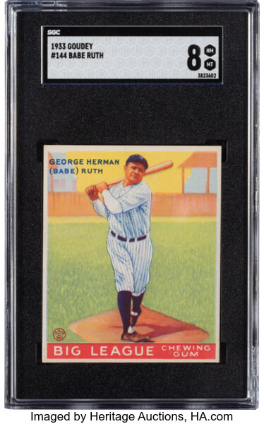 Baseball Cards:Singles (1930-1939), 1933 Goudey Babe Ruth #144 SGC NM/MT 8....
