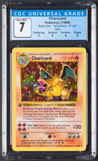 Pokémon Charizard #4 First Edition Base Set Trading Card (Wizards of the Coast, 1999) CGC Near Mint 7
