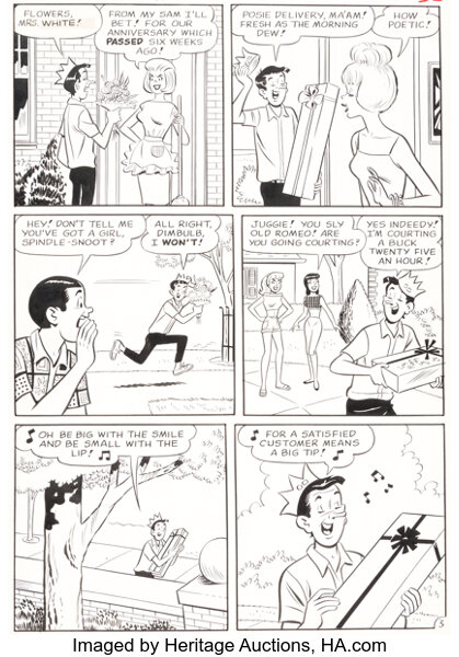Original Comic Art:Complete Story, Dan DeCarlo Archie Giant Series Magazine #30 Complete 5-Page Story "The List" Original Art (...