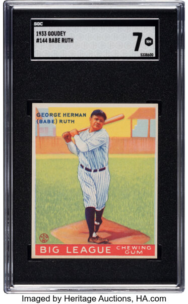 Baseball Cards:Singles (1930-1939), 1933 Goudey Babe Ruth #144 SGC NM 7....