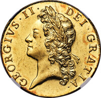 Great Britain: George II gold 5 Guineas 1741/38 MS63 NGC