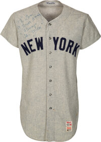 1968 Mickey Mantle's Last New York Yankees Game Worn Jersey, MEARS A10--Signed & Photo Matched!