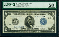 Fr. 851c* $5 1914 Federal Reserve Star Note PMG About Uncirculated 50 EPQ