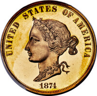 1874 $10 Bickford Ten Dollar, Judd-1373, Pollock-1518, R.8, PR65+ Cameo PCGS. (PCGS# 537347)
