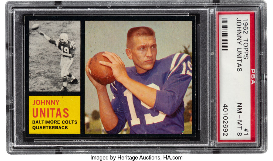 1962 Topps Johnny Unitas #1 PSA NM-MT 8 - Only One Higher