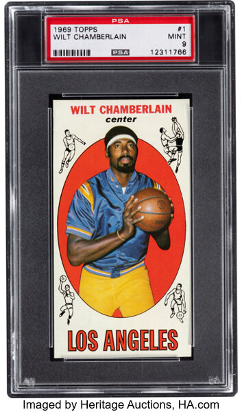 Basketball Cards:Singles (Pre-1970), 1969 Topps Wilt Chamberlain #1 PSA Mint 9 - Pop Four, None Higher....