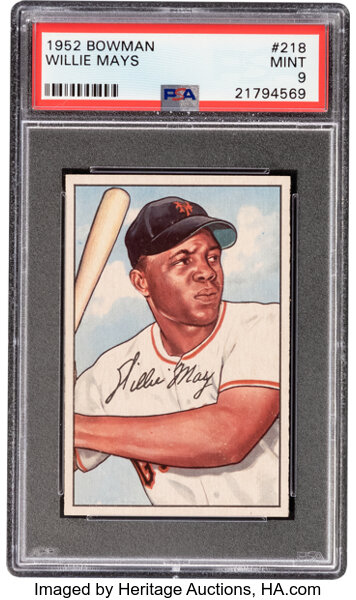 Baseball Cards:Singles (1950-1959), 1952 Bowman Willie Mays #218 PSA Mint 9....