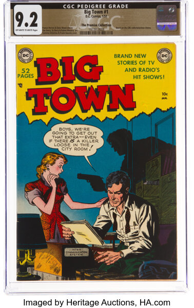 Golden Age (1938-1955):Crime, Big Town #1 The Promise Collection Pedigree (DC, 1951) CGC NM- 9.2 Off-white to white pages....