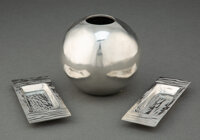 Jean Després (French, 1889-1980) Group of Three Table Articles, circa 1935 Silverplate 3-3/4 x 4-1/4 inches (9.5...