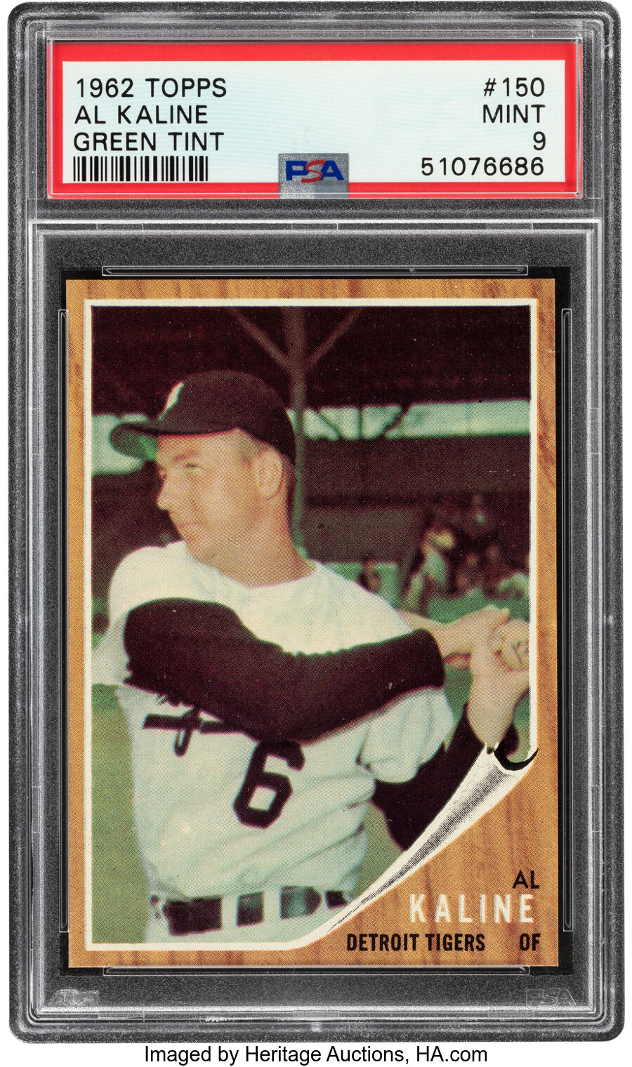 1962 Topps Al Kaline (Green Tint) #150 PSA Mint 9 -Pop Four, None Higher