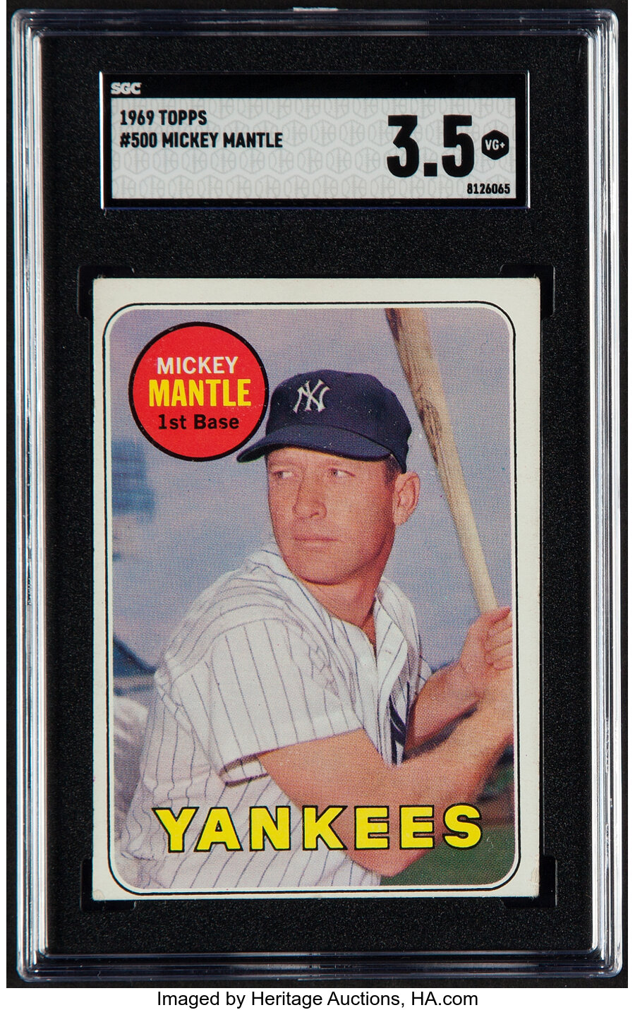 1969 Topps Mickey Mantle (Last Name In Yellow) #500 SGC VG+ 3.5