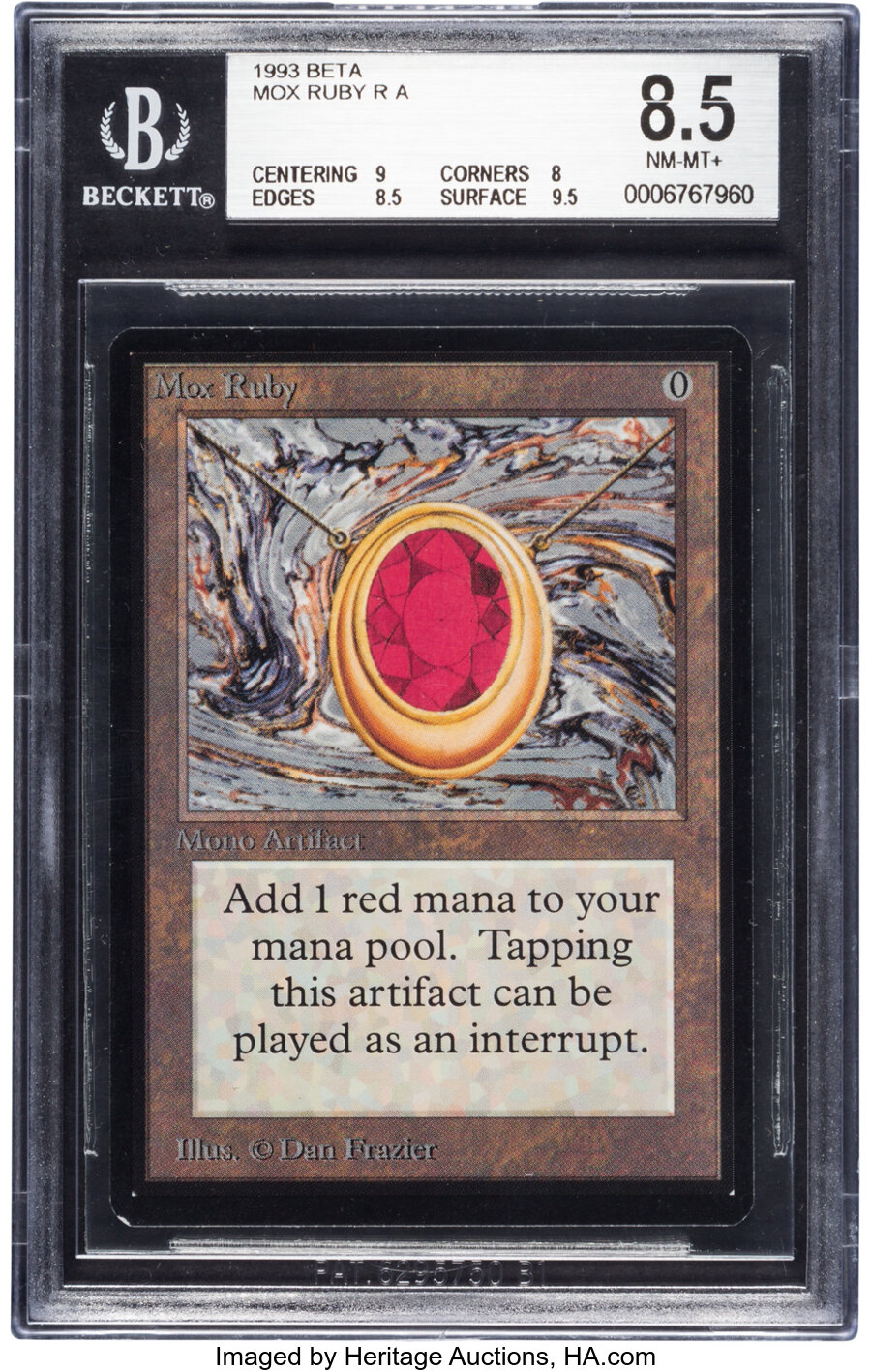 Magic: The Gathering Mox Ruby Beta Edition Trading Card (Wizards of the Coast, 1993) BGS NM-MT+ 8.5