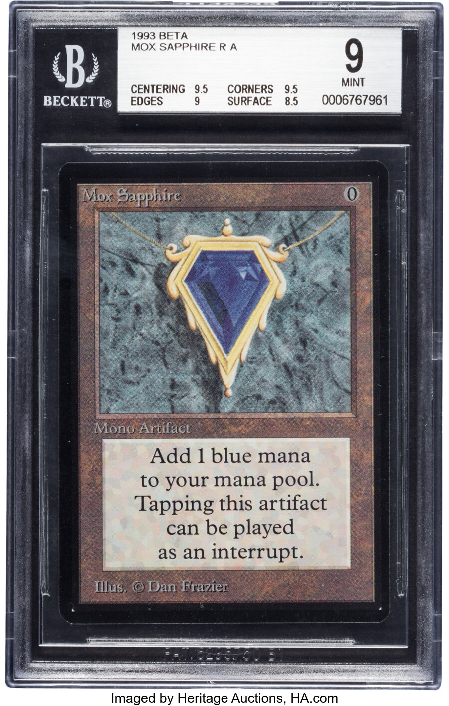 Magic: The Gathering Mox Sapphire Beta Edition Trading Card (Wizards of the Coast, 1993) BGS MINT 9