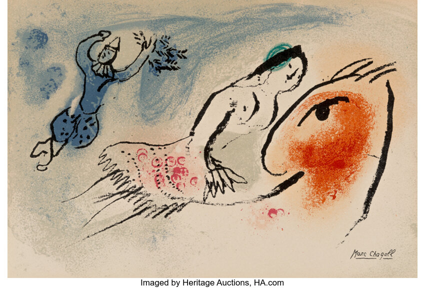 Prints & Multiples, Marc Chagall (1887-1985). Carte de voeux pour aimé Maeght, Paris, 1960. Lithograph in colors on wove p...