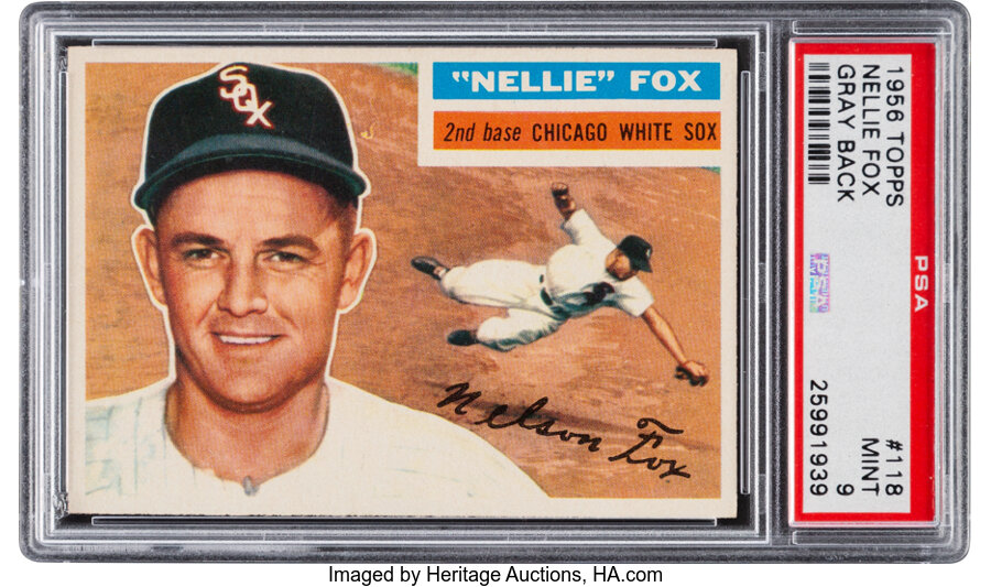 1956 Topps Nellie Fox (Gray Back) #118 PSA Mint 9 - Only Two Higher