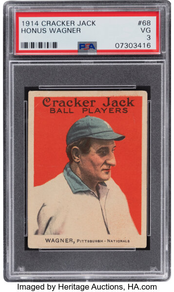 Baseball Cards:Singles (Pre-1930), 1914 Cracker Jack Honus Wagner #68 PSA VG 3....