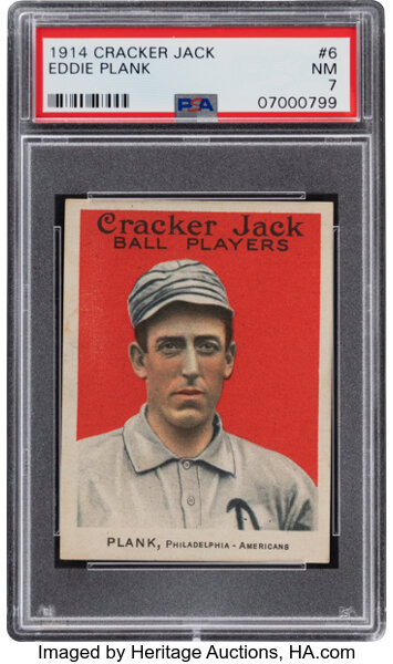 Baseball Cards:Singles (Pre-1930), 1914 Cracker Jack Eddie Plank #6 PSA NM 7....