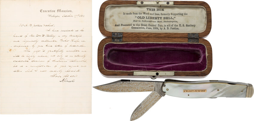 Autographs:U.S. Presidents, Abraham Lincoln: Exquisite Pocket Knife Presented to the President at the 1864 Philadelphia Sanitary Fair.... (Total:...