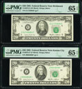 Fr. 2075-E $20 1985 Federal Reserve Note. PMG Gem Uncirculated 65 EPQ; Fr. 2075-J* $20 1985 Federal Reserve Star Note. P...