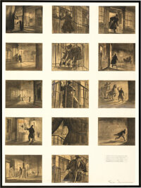 Dr. Jekyll and Mr. Hyde (MGM, 1941). Very Fine. Hand Drawn and Signed Storyboard Panels (14) (8" X 6"). Framed...