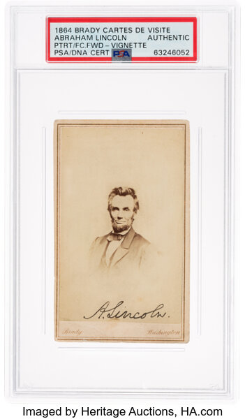 Photography:CDVs, Abraham Lincoln: Signed Carte de Visite [CDV]. ...