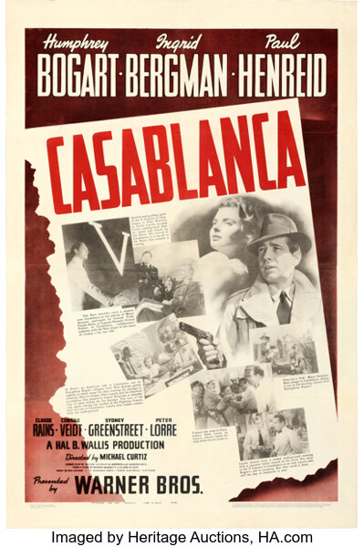 Movie Posters:Academy Award Winners, Casablanca (Warner Bros., 1942). Very Fine- on Linen.