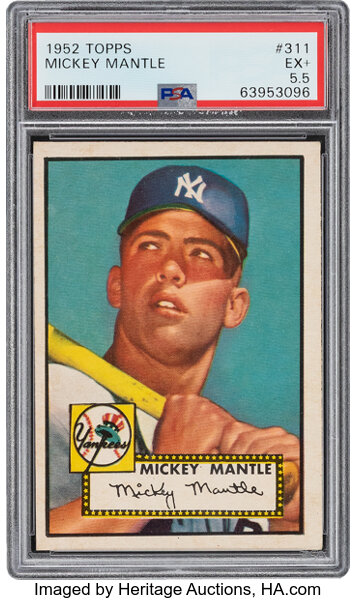 Baseball Cards:Singles (1950-1959), 1952 Topps Mickey Mantle Rookie #311 PSA EX+ 5.5....