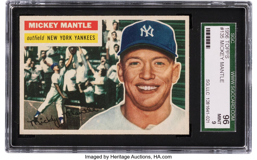 Baseball Cards:Singles (1950-1959), 1956 Topps Mickey Mantle #135 SGC 96 Mint 9....