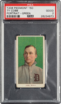 1909-11 T206 Piedmont 150 Ty Cobb (Green Portrait) PSA Good 2