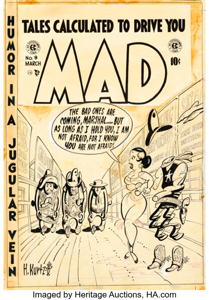 Original Comic Art:Covers, Harvey Kurtzman MAD #9 Cover Original Art (EC, 1954)....