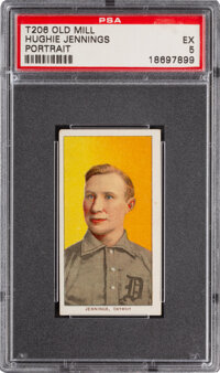 1909-11 T206 Old Mill Hughie Jennings (Portrait) PSA EX 5 - Only Six PSA-Graded Examples for this Brand