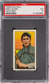 1909-11 T206 Old Mill Nap Lajoie (With Bat) PSA EX 5 - Pop Five, Only Three Higher for this Brand