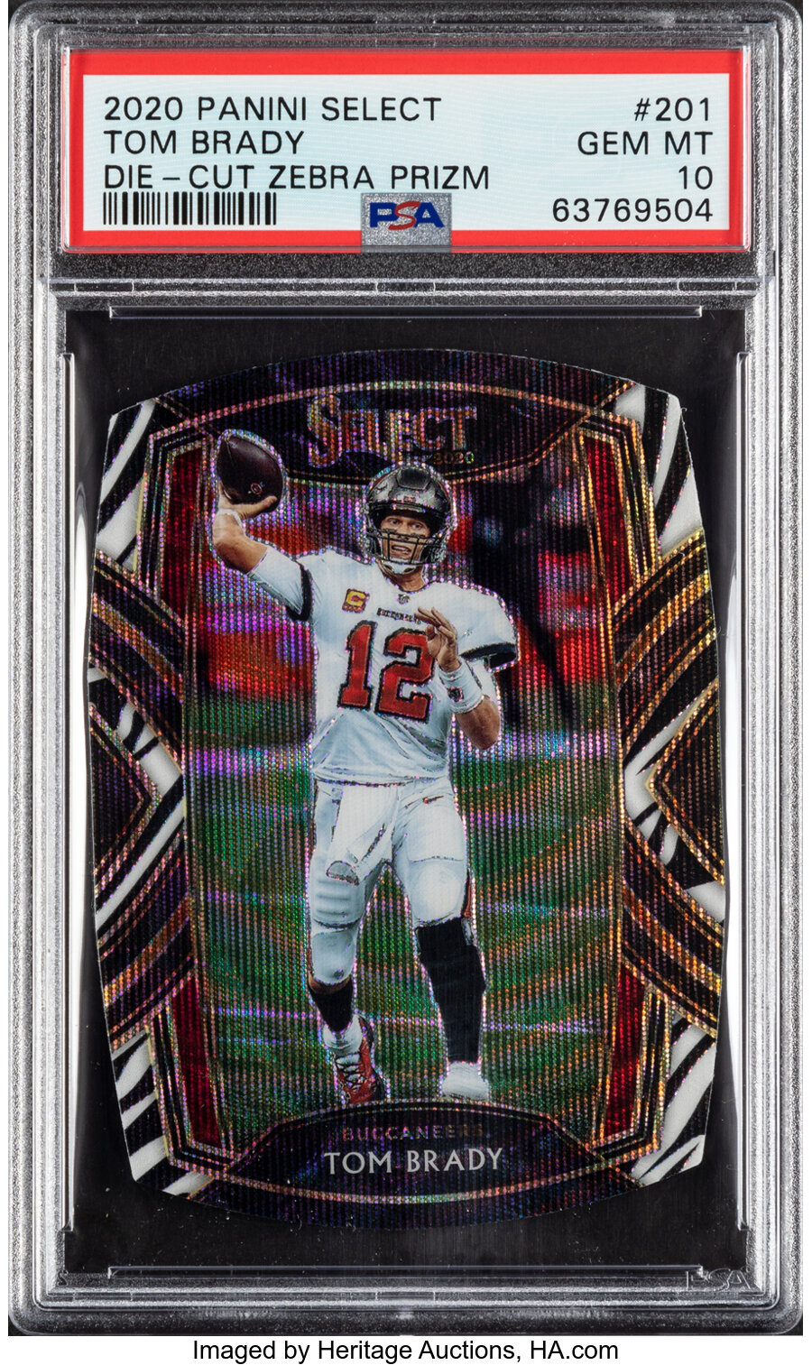 2020 Panini Select Tom Brady (Die-Cut Zebra Prizm) #201 PSA Gem Mint 10