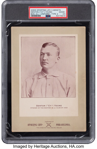 Baseball Cards:Singles (Pre-1930), 1902-11 W600 Sporting Life-Type 2 Cy Young (Uniform) PSA Good+ 2.5
- The Only Confirmed PSA Example! ...