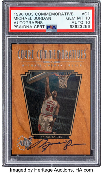 Basketball Cards:Singles (1980-Now), 1996 Upper Deck UD3 Michael Jordan (Court Commemorative Autograph) #C1 PSA Gem Mint 10, Auto 10....