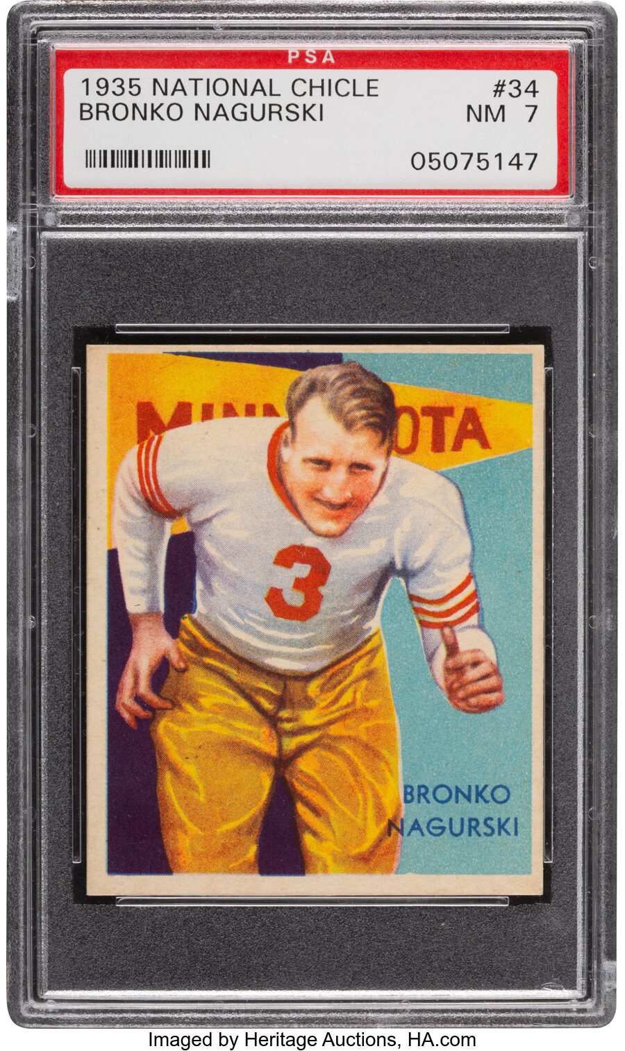 1935 National Chicle Bronko Nagurski Rookie #34 PSA NM 7