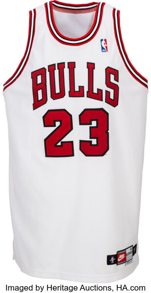 Basketball Collectibles:Uniforms, 1998 Michael Jordan Game Worn Chicago Bulls Jersey -- Team Letter &
Photo Matched!...