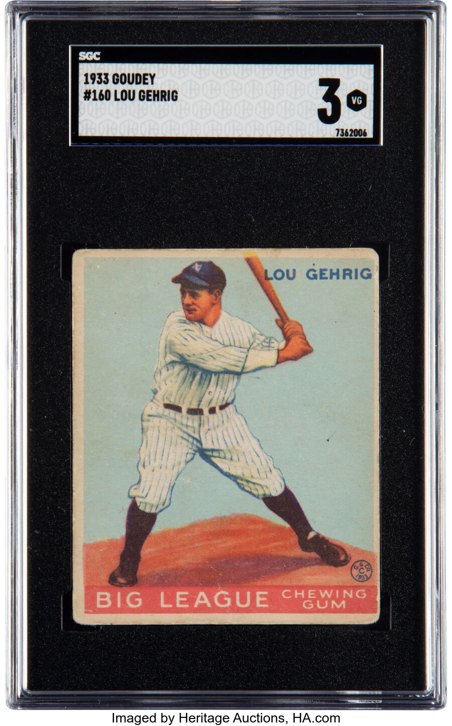 1933 Goudey Lou Gehrig Rookie #160 SGC VG 3
