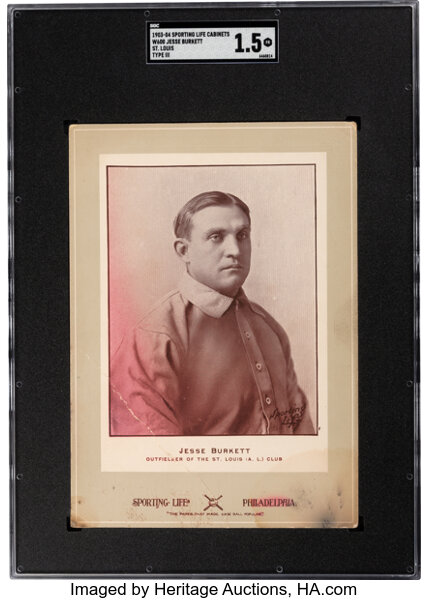 Baseball Cards:Singles (Pre-1930), 1902-11 W600 Sporting Life-Type 3 Jesse Burkett (St. Louis) SGC
Fair 1.5- The Only Known Burkett Type 3....