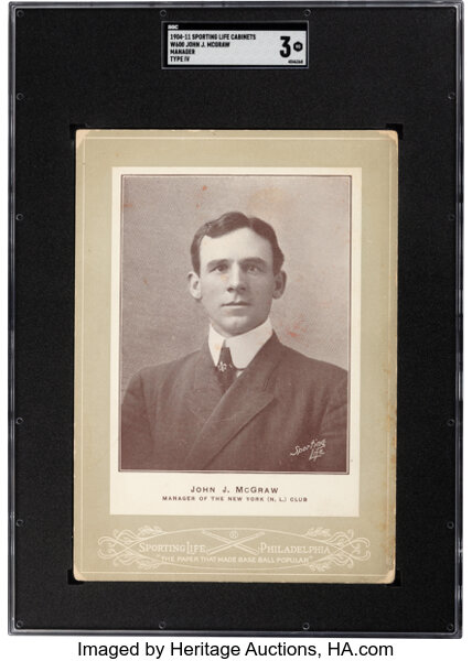 Baseball Cards:Singles (Pre-1930), 1902-11 W600 Sporting Life-Type 4 John McGraw (Manager) SGC VG 3-
The Only Graded Example at SGC....