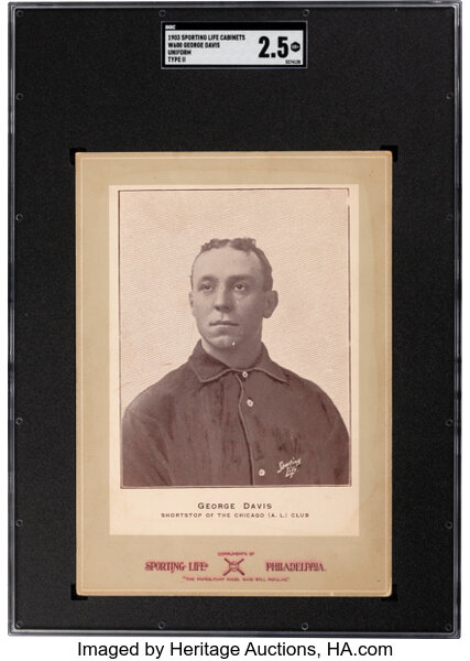 Baseball Cards:Singles (Pre-1930), 1902-11 W600 Sporting Life-Type 2 George Davis (Uniform) SGC Good+
2.5- The Only SGC Graded Example....