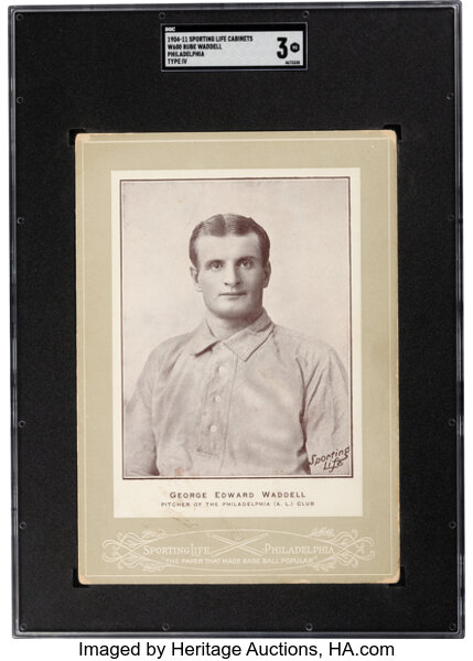 Baseball Cards:Singles (Pre-1930), 1902-11 W600 Sporting Life-Type 4 Rube Waddell (Philadelphia) SGC
VG 3- One of Only Two SGC Graded Examples....