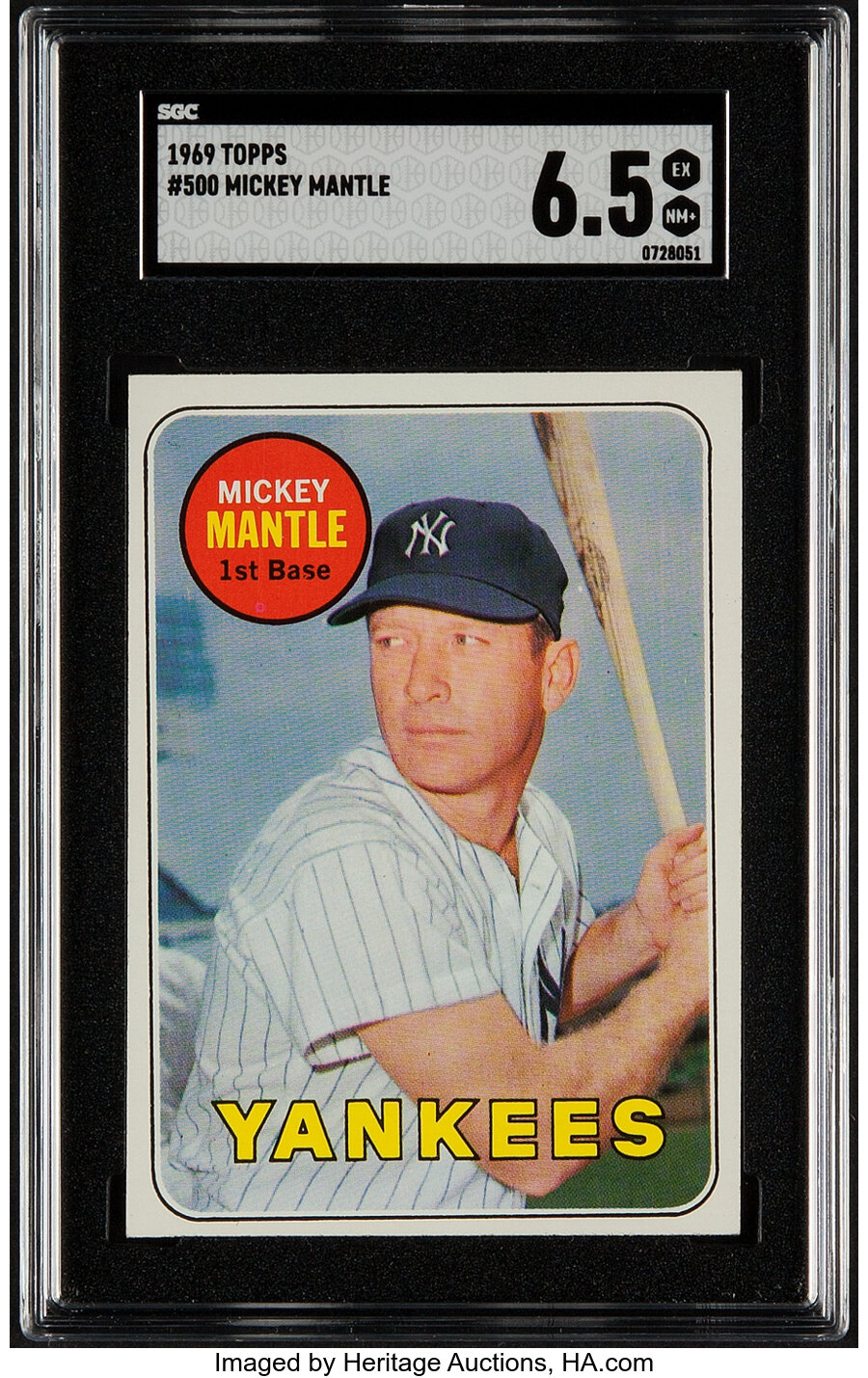 1969 Topps Mickey Mantle (Last Name In Yellow) #500 SGC EX/NM+ 6.5