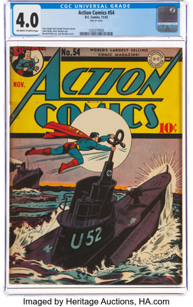 Golden Age (1938-1955):Superhero, Action Comics #54 (DC, 1942) CGC VG 4.0 Off-white to white pages....