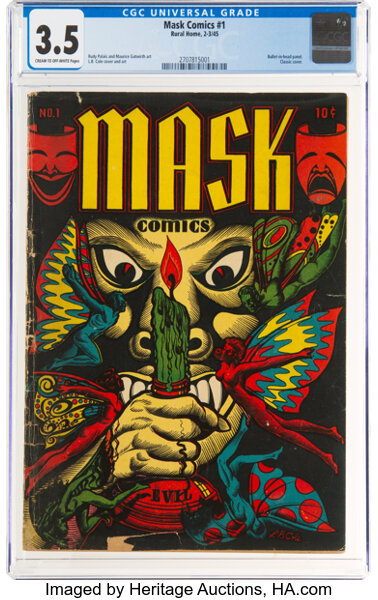 Golden Age (1938-1955):Horror, Mask Comics #1 (Rural Home, 1945) CGC VG- 3.5 Cream to off-white pages....