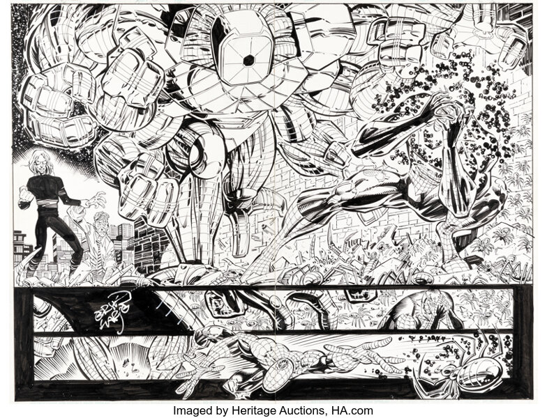 Original Comic Art:Story Page, Erik Larsen and Rodney Ramos The Amazing Spider-Man #21 Double Page Spread 2-3 Original Art (Marvel, 2000)....