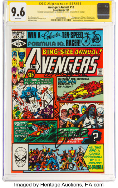 Modern Age (1980-Present):Superhero, The Avengers Annual #10 Signature Series: Michael Golden and Others (Marvel, 1981) CGC NM+ 9.6 White pages....