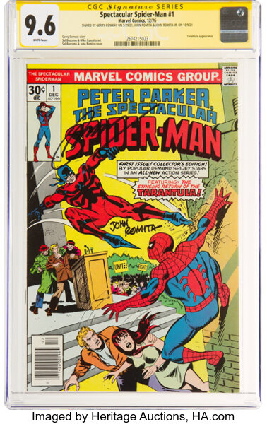 Bronze Age (1970-1979):Superhero, Spectacular Spider-Man #1 Signature Series: John Romita and Others (Marvel, 1976) CGC NM+ 9.6 White pages....