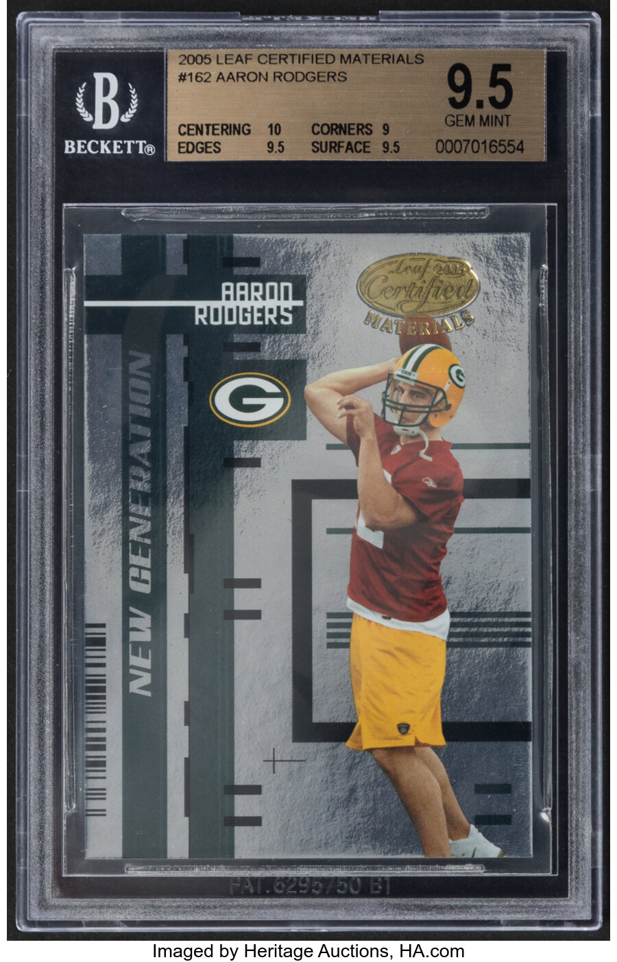 2005 Leaf Certified Materials Aaron Rodgers #162 BGS Gem Mint 9.5 - Serial #'d 241/1000