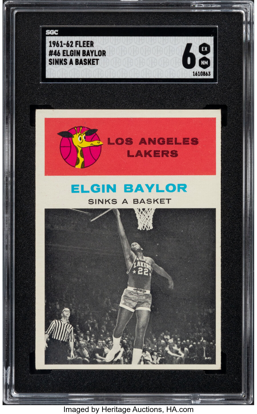 1961 Fleer Elgin Baylor (In Action) Rookie #46 SGC EX-NM 6